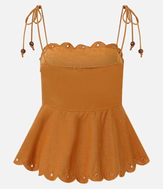 Blusa en Laise con Breteles para Lazo y Bordado Cutout 7