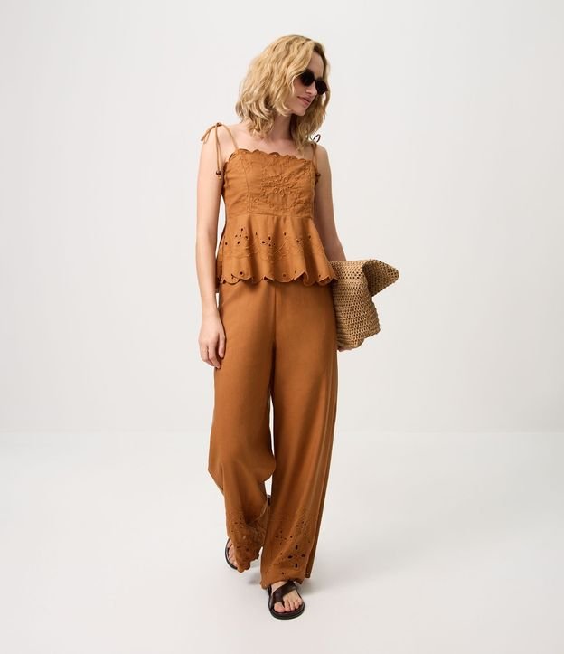 Blusa en Laise con Breteles para Lazo y Bordado Cutout 2