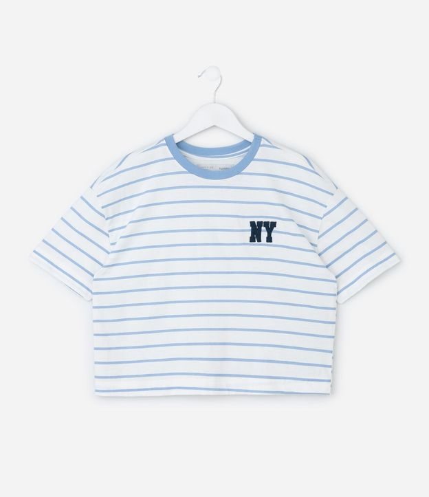 Remera Infantil Boxy Rayada con Bordado – Talle 7 a 16 años 2