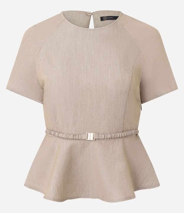 Blusa Sastre en Crepé con Cinturón Elástico y Hebilla de Metal 5