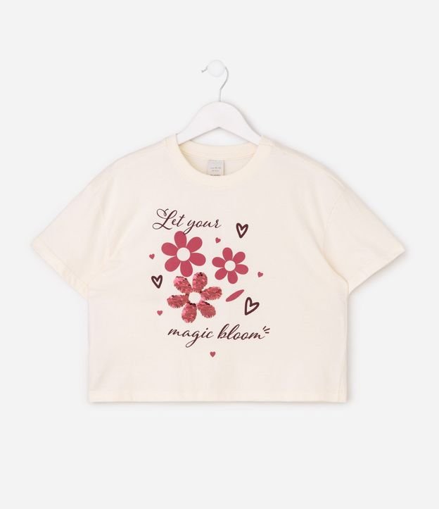 Remera Infantil Boxy con Flores y Lentejuelas - Talle 5 a 16 años 2
