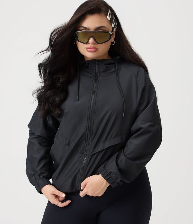 Campera Corta-Vento con Capucha y Cremallera Curve & Plus Size