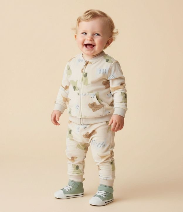 Conjunto Infantil con Estampa Fullprint Perro – Talle 0 a 24 Meses