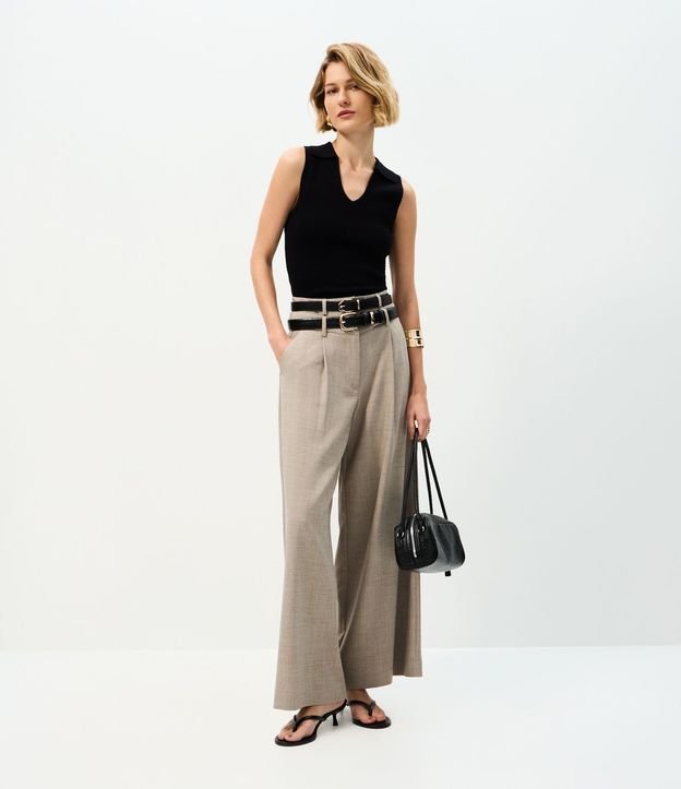 Pantalón Pantalona Sastre con Cintura Doble Desmontable