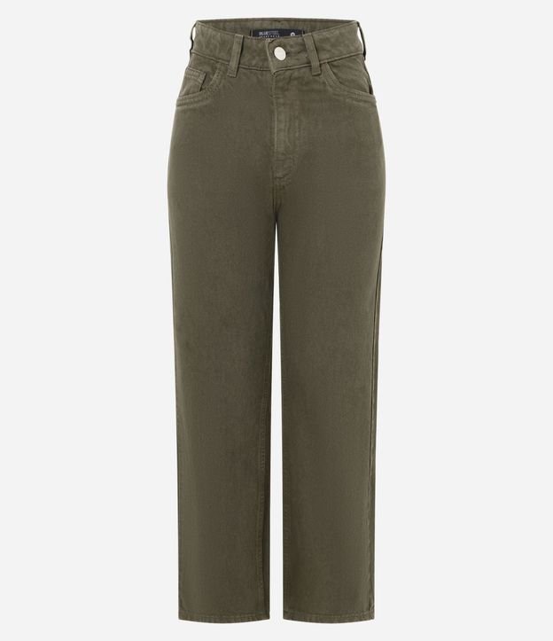 Pantalón Recto Cropped en Sarga con Trabillas en la Cintura 3