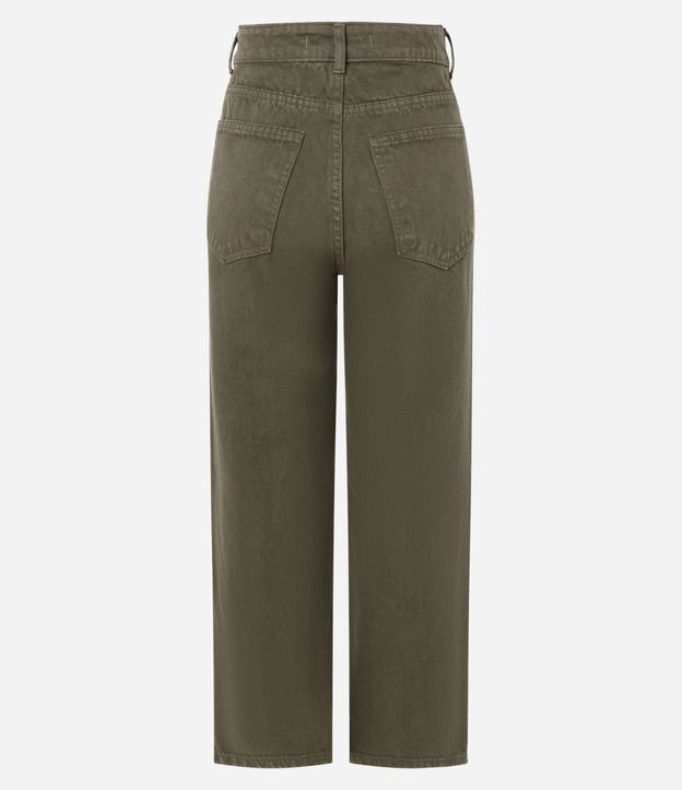 Pantalón Recto Cropped en Sarga con Trabillas en la Cintura 4