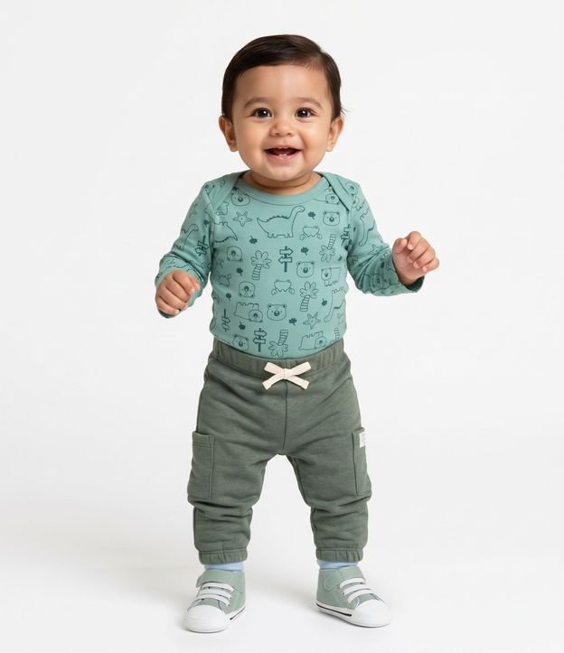 Body Bebé Manga Larga Oso y Dinos - Talle 0 a 18 meses 2