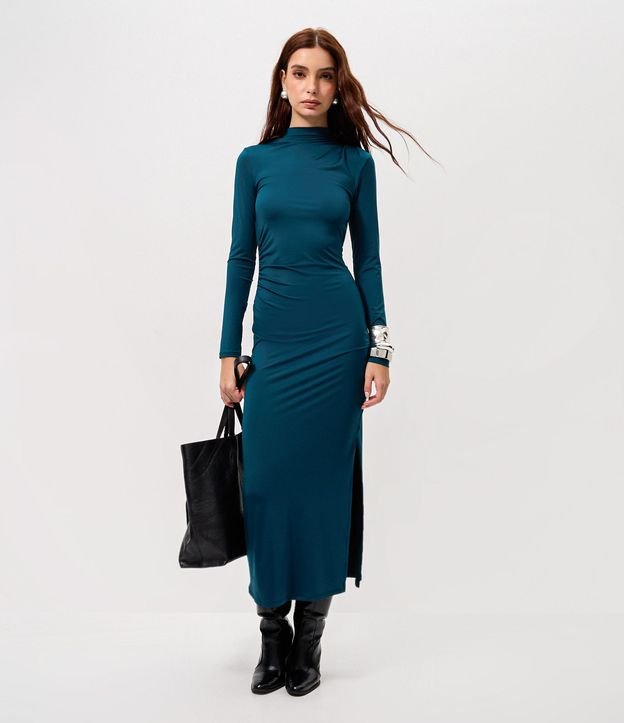 Vestido Midi con Espalda Abierta y Fruncidos