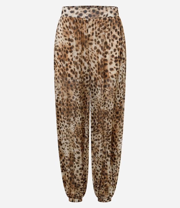 Pantalón Aladim en Tule con Cintura Ancha y Estampado Animal Print 5