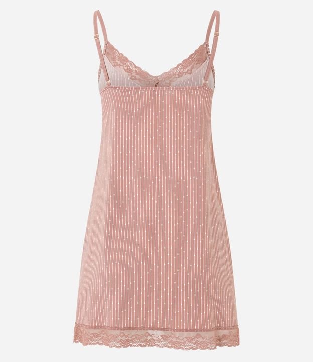 Camisón Corta con Estampa Rayada y Encaje 7
