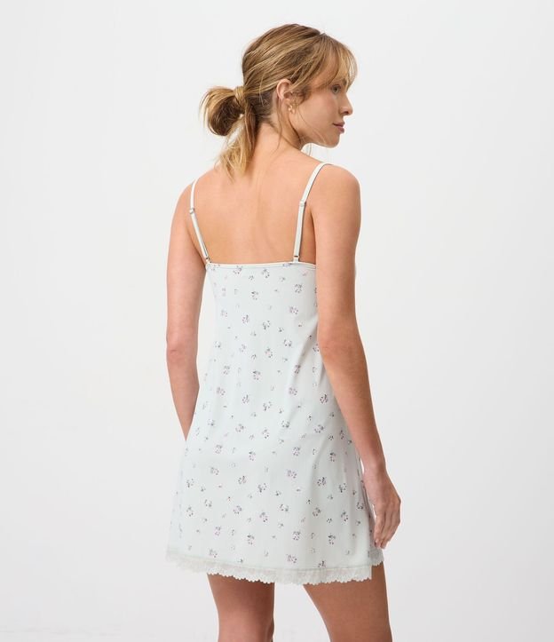 Camisón en Microfibra con Estampado Floral y Encaje 4