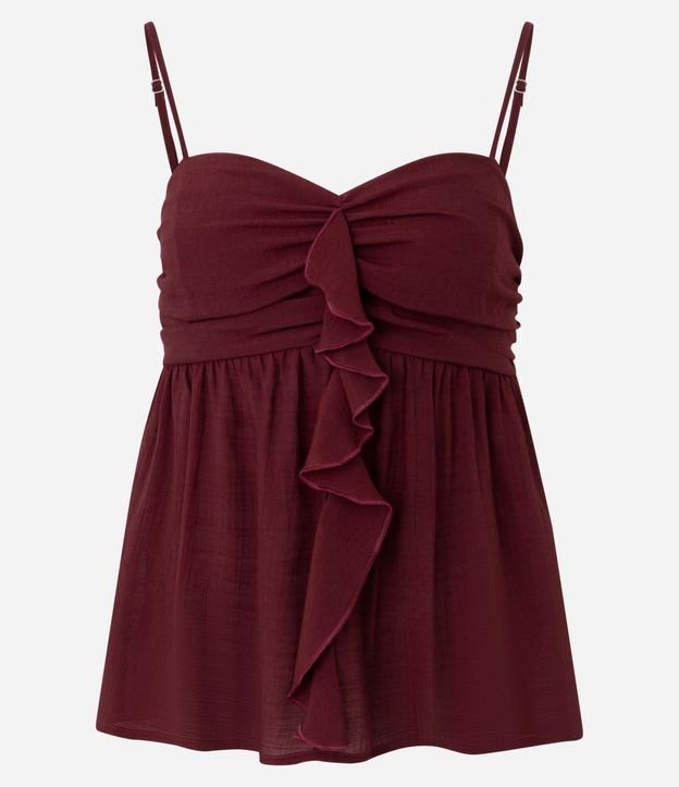 Blusa Bata en Crepé con Busto Fruncido y Volado Delantero 5