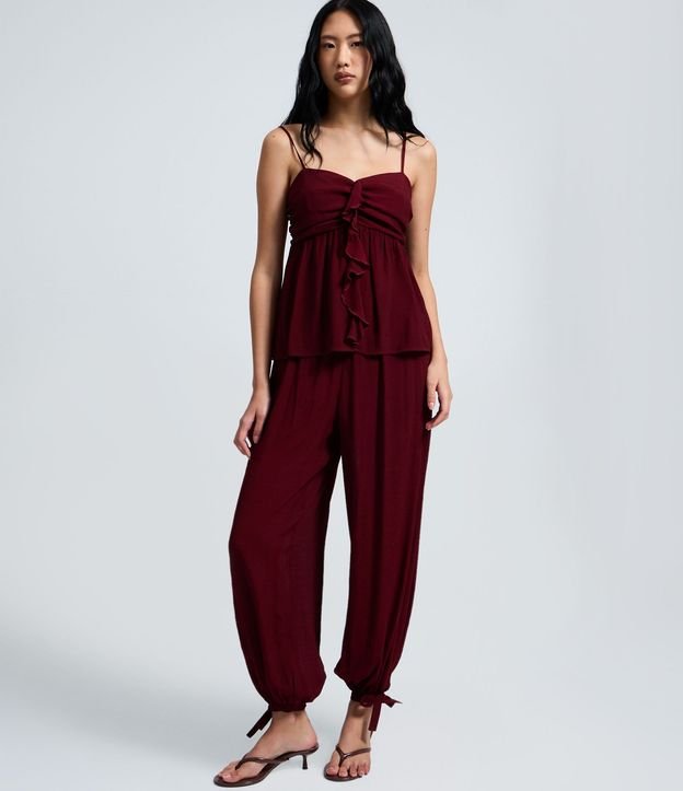 Blusa Bata en Crepé con Busto Fruncido y Volado Delantero 2