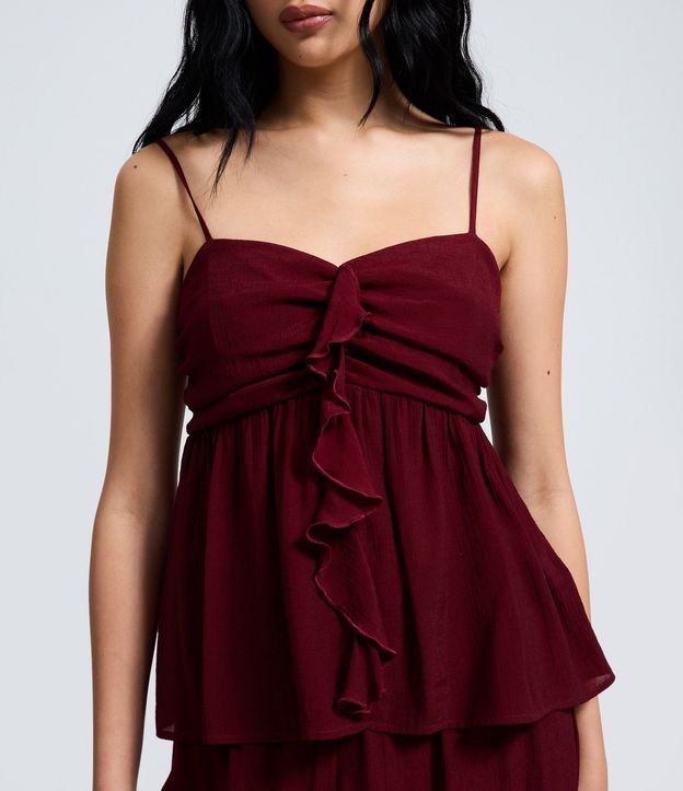 Blusa Bata en Crepé con Busto Fruncido y Volado Delantero 3