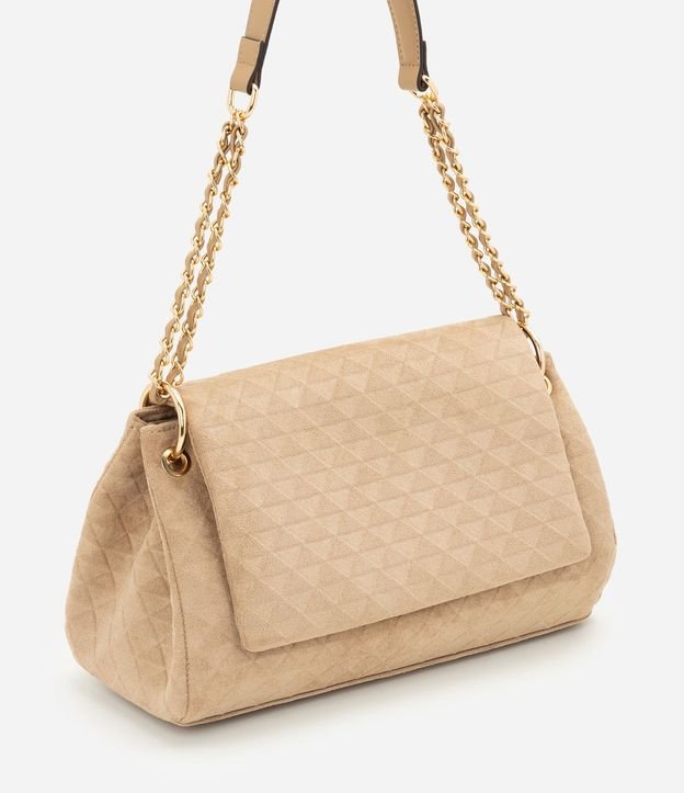Cartera Shoulder Mediana en Gamuza con Textura Triangulos 1