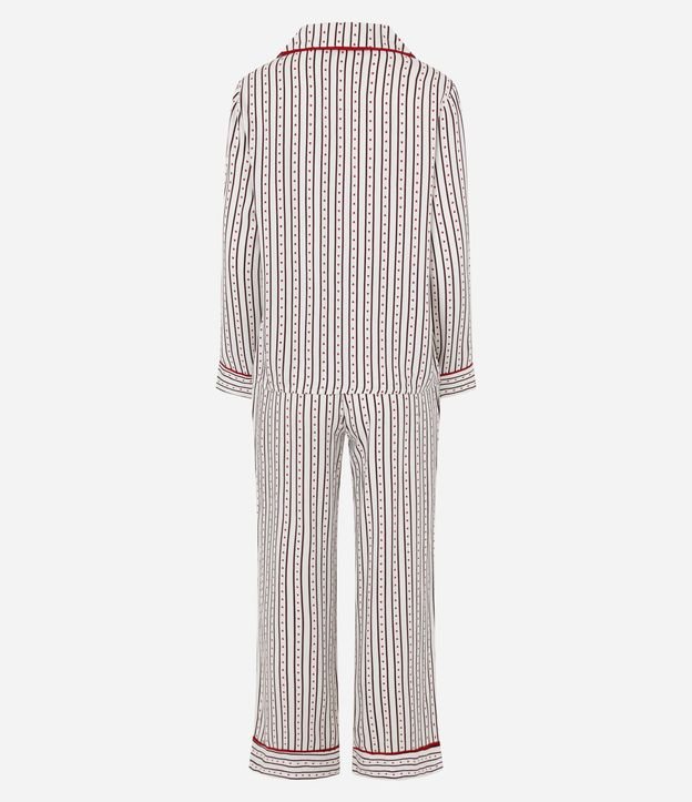 Pijama Larga Americana con Estampado de Rayas y Corazones 7