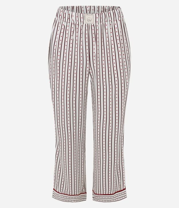 Pijama Larga Americana con Estampado de Rayas y Corazones 8
