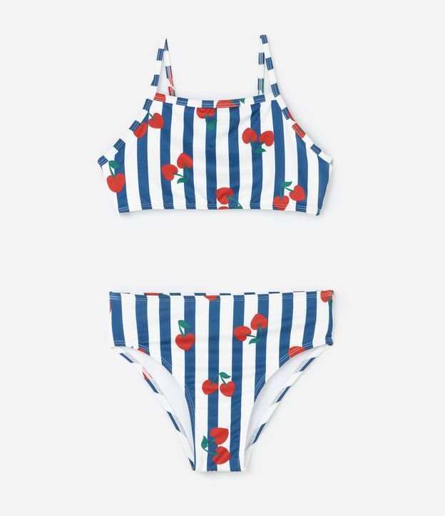 Bikini Infantil Top y Bottom con Estampa de Cerezas – Talle 5 a 16 años