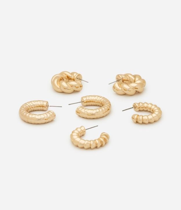 Kit 03 Argollas Médias con Acabamentos Variados 3