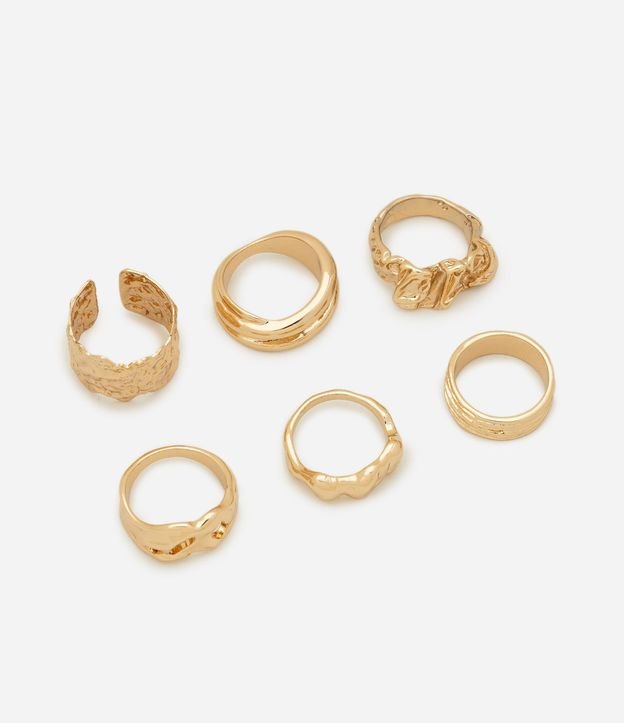 Kit 06 Anillos en Metal con Diseño Orgânico