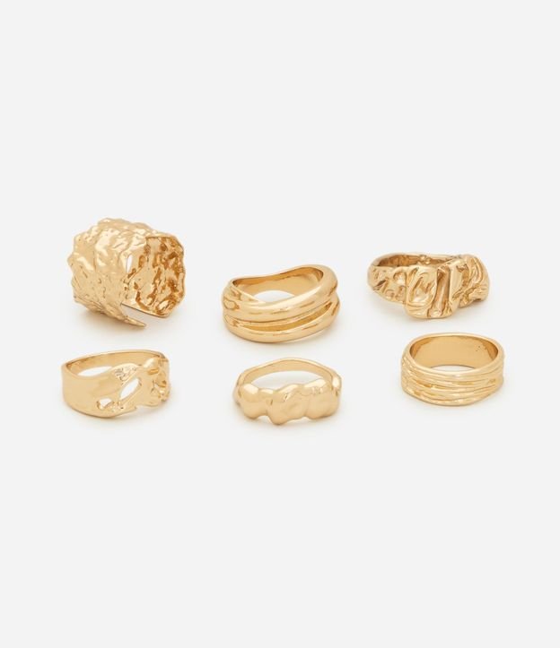 Kit 06 Anillos en Metal con Diseño Orgânico 2