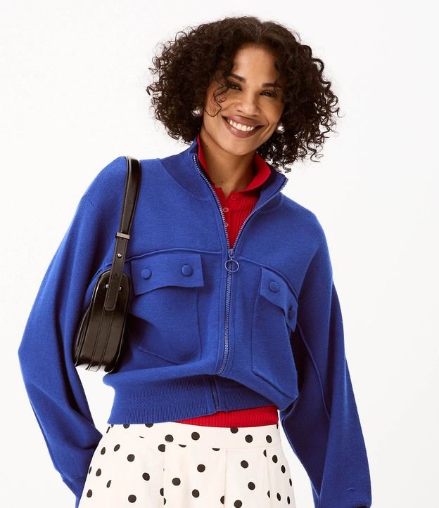 Campera Regular en Punto Pesado con Bolsillos Delanteros 1