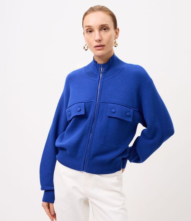 Campera Regular en Punto Pesado con Bolsillos Delanteros 3