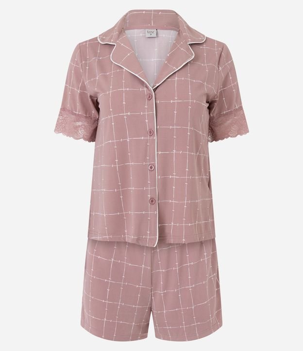 Pijama Corta Americana en Microfibra con Estampado Geométrico 5