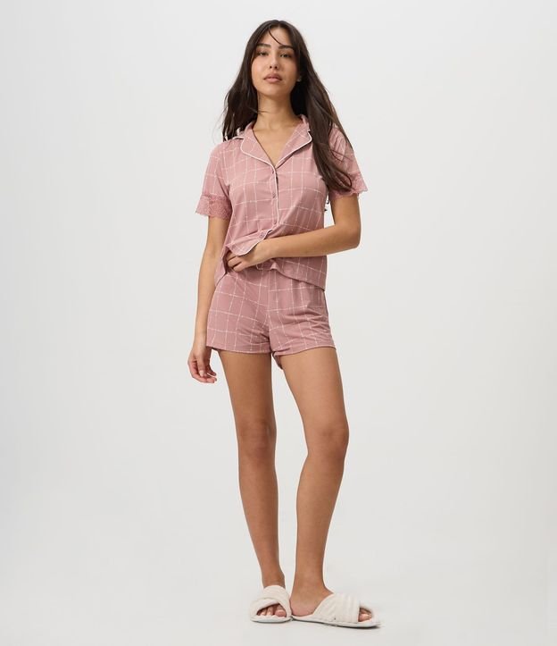 Pijama Corta Americana en Microfibra con Estampado Geométrico 2