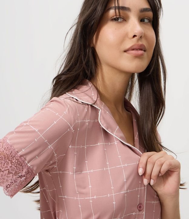 Pijama Corta Americana en Microfibra con Estampado Geométrico 3