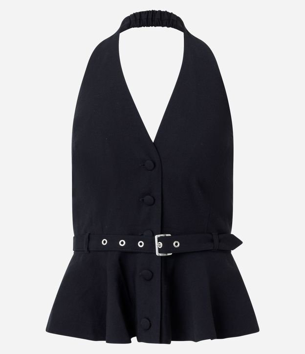 Chaleco Peplum con Cinturón y Abotonado
