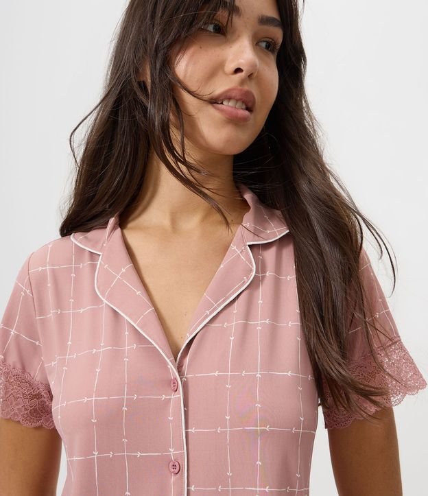 Camisón Americana en Microfibra con Estampa Geométrica 3