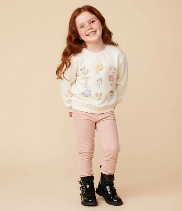 Buzo Infantil en Algodón con Bordado Floral  – Talle 1 a 6 años 1