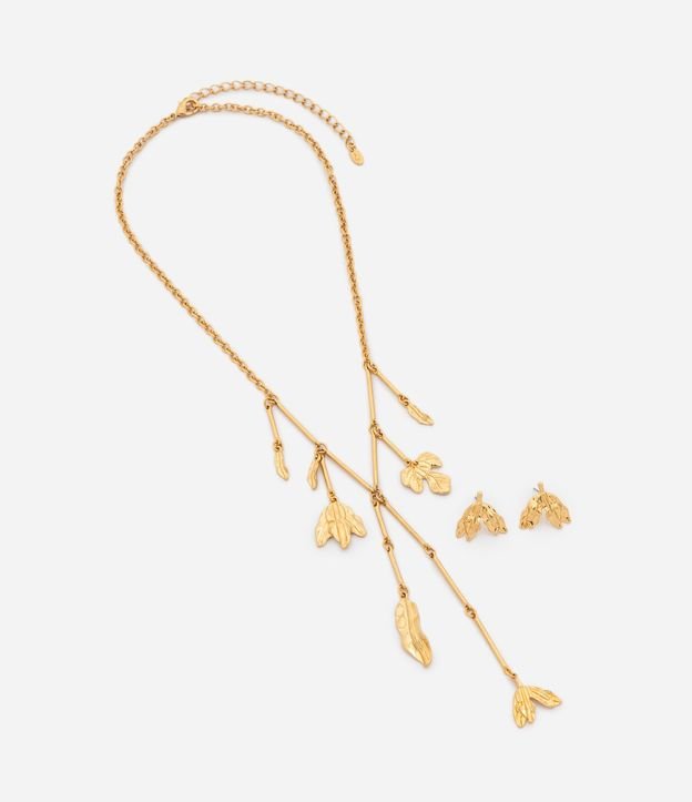 Conjunto de Collar Gravata y Caravana Botón con Formato de Pétalos 3