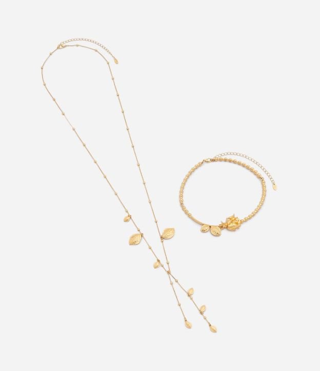 Conjunto Collar Capas en Metal con Colgantes de Pétalos 3