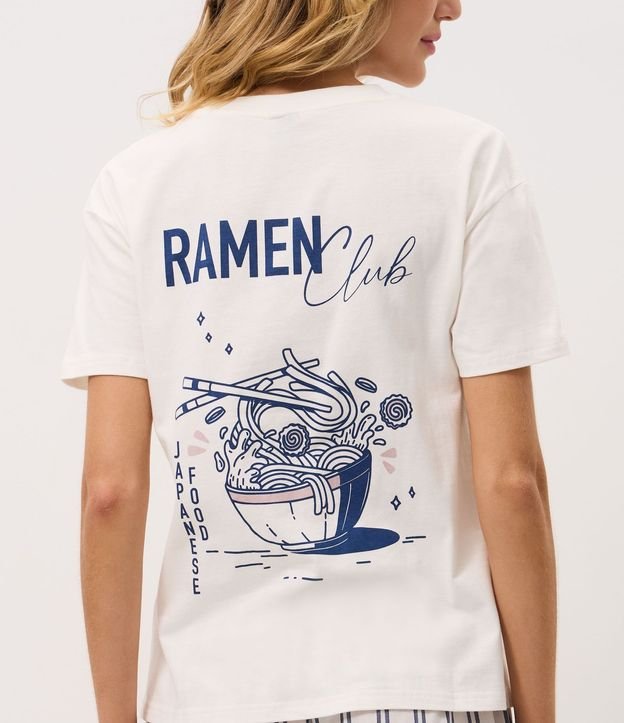 Pijama Largo en Algodón con Estampado de Rayas y Ramen 2
