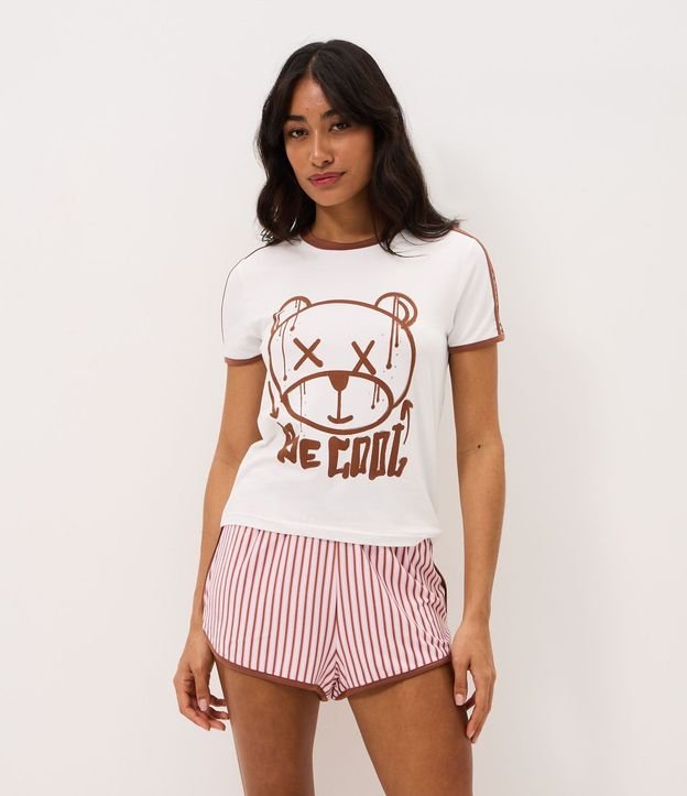 Pijama Corto en Peach Touch con Estampa de Oso 2
