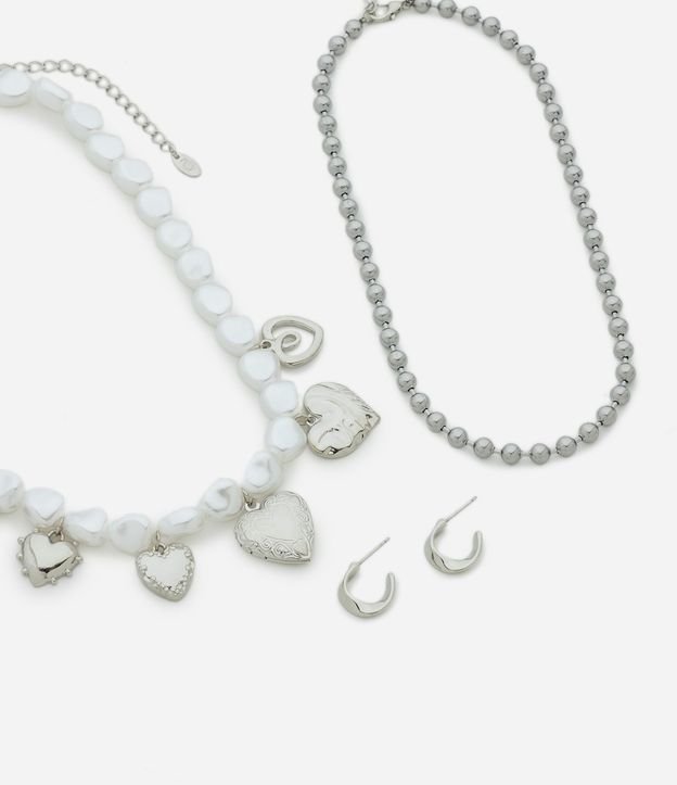 Conjunto de Collar Capas con Perlas y Caravanas Aro