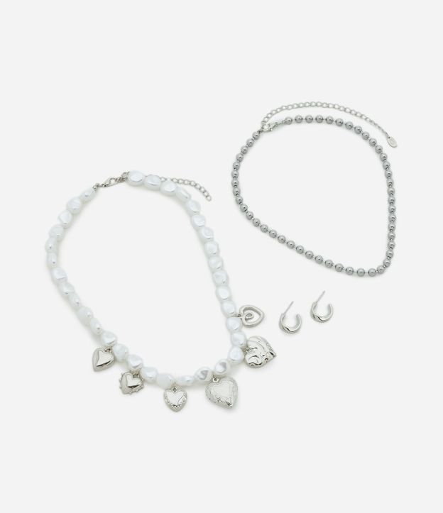 Conjunto de Collar Capas con Perlas y Caravanas Aro 2