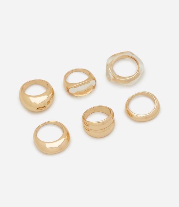 Kit 06 Anillos en Metal y Resina con Diseños Variados