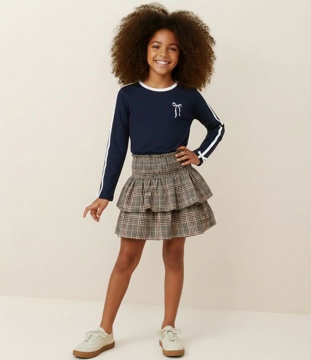 Blusa Infantil con Lazo y Rayas Contrastantes – Talle 5 a 14 años 1