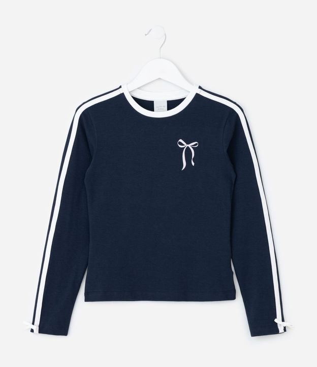 Blusa Infantil con Lazo y Rayas Contrastantes – Talle 5 a 14 años 2