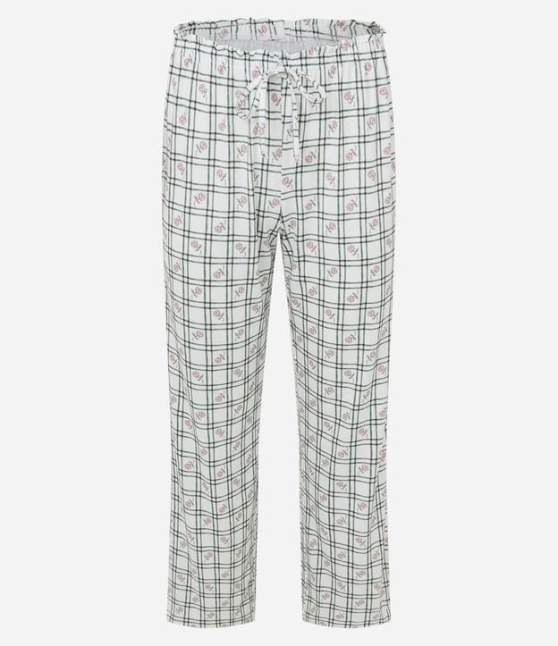 Pijama Largo en Peach Touch con Estampa de Cuadros y Flores 8
