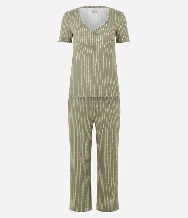 Pijama Largo en Peach Touch con Estampa Rayada 5