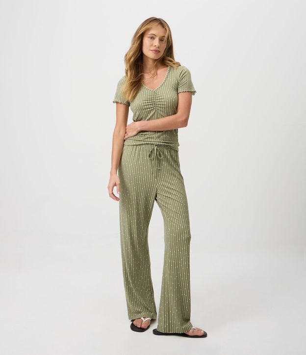 Pijama Largo en Peach Touch con Estampa Rayada