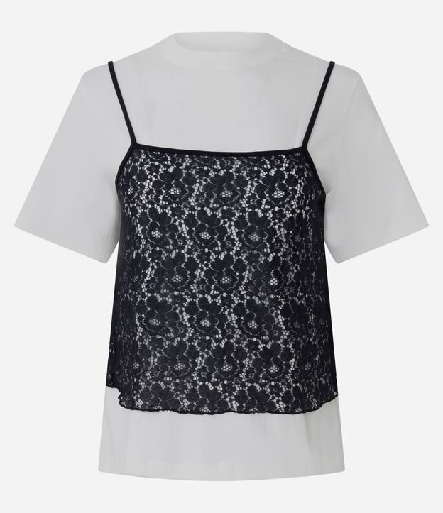 Blusa en Algodón con Musculosa de Encaje Sobrepuesta 5