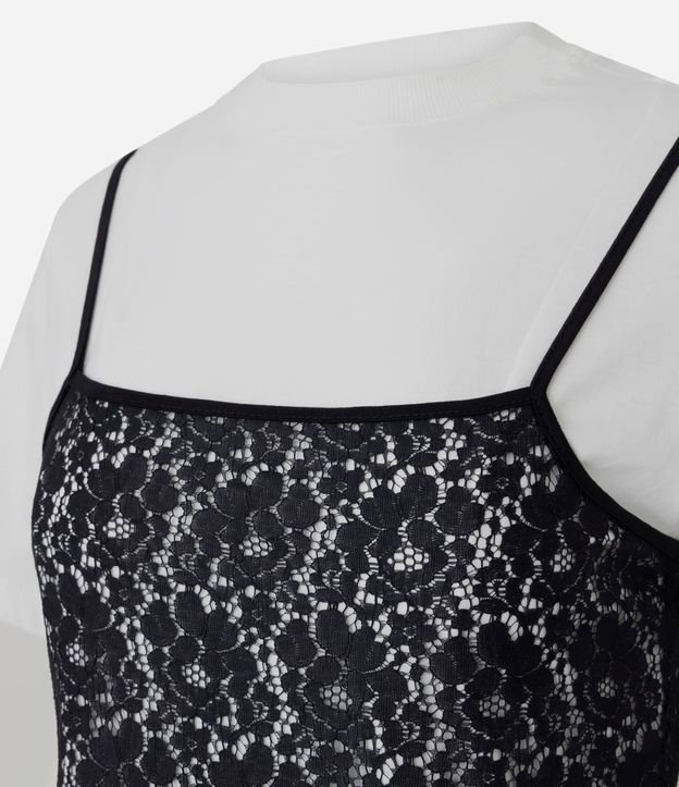 Blusa en Algodón con Musculosa de Encaje Sobrepuesta 6