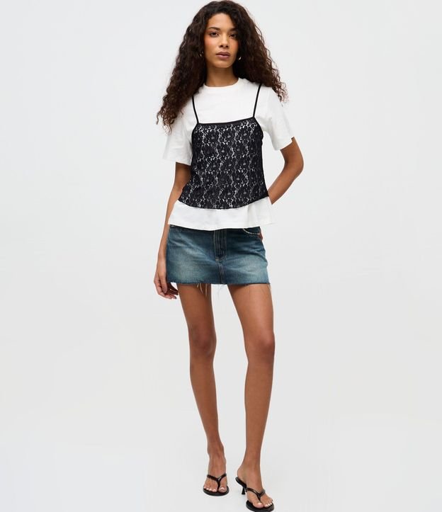 Blusa en Algodón con Musculosa de Encaje Sobrepuesta 2