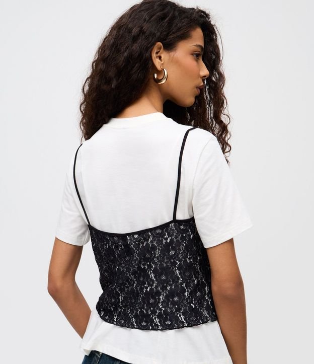 Blusa en Algodón con Musculosa de Encaje Sobrepuesta 3