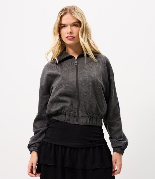 Campera Bomber Sastrería con Estampa de Cuadros 3